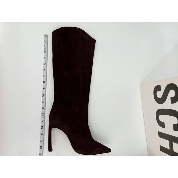 Schutz Maryana Sculpt Knee High Boots Sz 8.5B Dark Chocolate Pointed Toe Leather - Picture 10 of 16